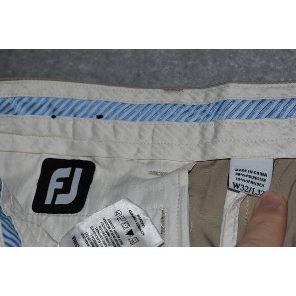Footjoy Golf Pants Mens Size 32 x 32 Tan Performance Polyester Flat Front - Picture 3 of 7